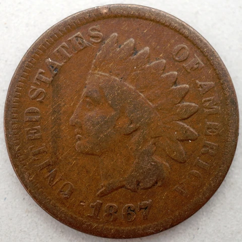 1867 Indian Head Cent - VG Cover
