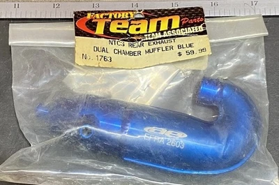 NICE TEAM ASSOCIATED #1763 Rear-Exhaust Dual-Chamber Muffler blue - Image 1 of 4