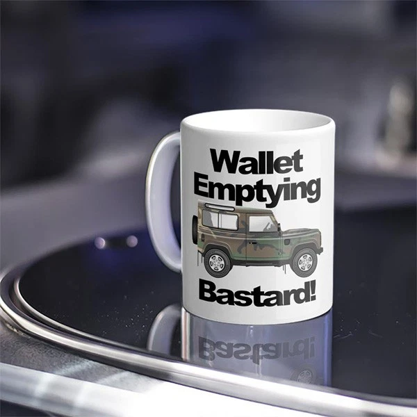 MUGFALIA Large Wallet Emptying Bastard Mug - D90 Choice of rover colours Over Land Gift