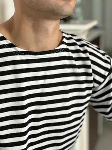 Telnyashka Russian Striped T-Shirt Authentic Cotton Longsleeve Shirt Тельняшка - Bild 1 von 7