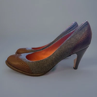 Bombas espectadoras de lã italiana + couro ponta de asa | 7,5 | 38 - Imagem 1 de 4