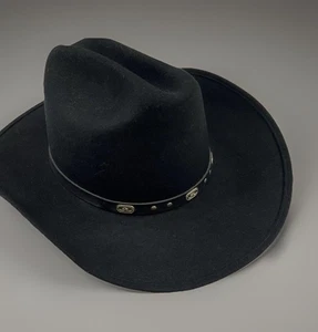 Sombrero Alto Mediodía Western Negro Vaquero Lana Mediano Hecho en EE. UU. - Imagen 1 de 8