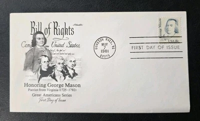 US FDC # 1858 Honoring George Mason 1981. - Image 1 of 4