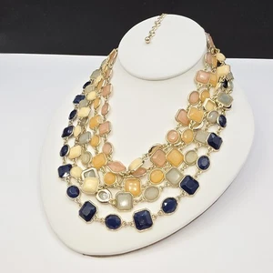 Ann Taylor signiert 5 Strang bunte Latz Halskette mehrlagig Halsband fällt 16-22" - Bild 1 von 8
