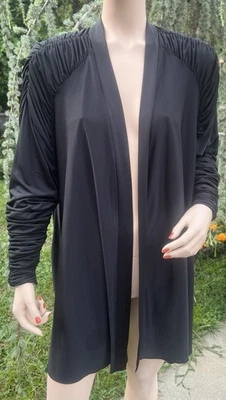 VINTAGE 1990's OSCAR DE LA RENTA SAKS FIFTH AVENUE BLACK RUCHED JACKET - Image 1 of 4