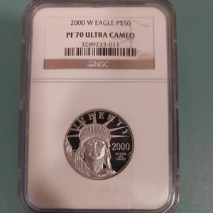 2000-W $50 PROOF AMERICAN PLATINUM EAGLE, 1/2 OZ - NGC PF-70 UCAM - Picture 1 of 2