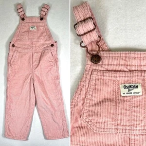 OSHKOSH B’GOSH Girls Pink Corduroy Overalls 4T Retro Style Toddler Fall Outfit - Picture 1 of 15