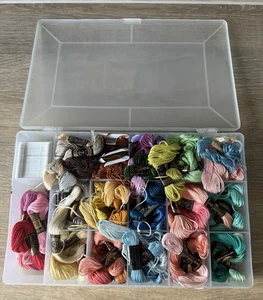 DMC Anchor Clarkes Mixed Cotton Threads In Box Job Lot Bundle x60 - Picture 1 of 11