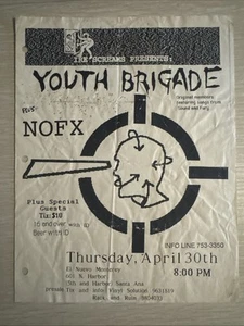 DE COLECCIÓN NOFX BRIGADA JUVENIL VOLANTE PUNK HARDCORE CALIFORNIA - Imagen 1 de 2