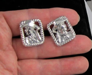 Kieselstein Cord Vintage 2002 RARE Sterling Silver Cowgirl Equestrian Cuff Links - Picture 1 of 6