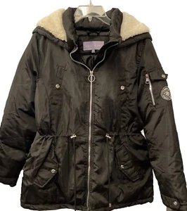 Madden Girl Size Large Full Zip Hooded Puffer Jacket Black - Picture 1 of 15