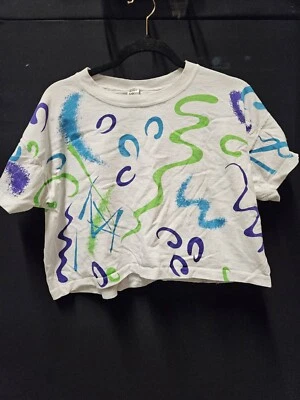 Vintage 80s The Body Co T-Shirt OS White Crop Top  Short Sleeve - Image 1 of 3