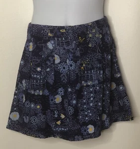 Lands End Girls Blue Floral Picnic Garden Fish Corduroy Skirt Sz 8 Adj Waist - Picture 1 of 2
