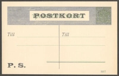 (AOP) Tarjeta Postal Militar Suecia 5º Verde Sobreimpresa para Uso Oficial Sin Usar Foto 1 de 2