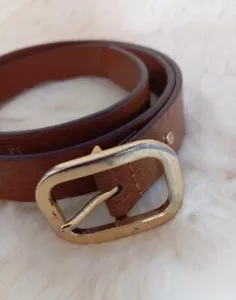 Ralph Lauren XS brown leather belt buckle tarnish/patina 82 cm long stamped mark - Picture 1 of 6