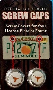 Texas Longhorns Auto Truck Chrome License Plate Frame Screw Cap Set - Picture 1 of 4