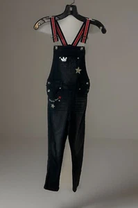 Wonder Kids Child size Small 6-6X Bib Overalls W/ suspenders Black Distressed - Picture 1 of 9