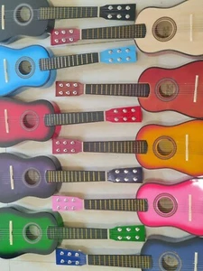 Acoustic Guitar Wood Beginner Small Toy Guitarra Kids Gift Color Musical Learn - Picture 1 of 42