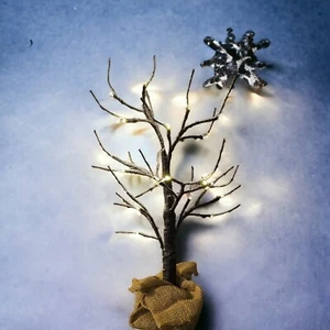 apothecary & co Decorative LED Snow Tree 2 ft - 24" 4 Hr Timer 24 Glowing Lights - Picture 1 of 24