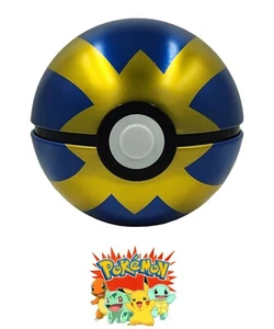 Pokemon Pokeball Quick Ball Tin EMPTY Prop Cosplay Blue Gold Display Storage B35 - Picture 1 of 7