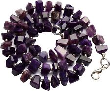 Natural Gem Russian Charoite 8 to 10mm Size Faceted Nugget Beads Necklace 17"