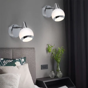 Applique da Parete Lampada Soggiorno Argento Vetro Opale Orientabile LED 2er Set - Foto 1 di 7