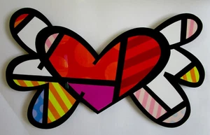 ROMERO BRITTO **** FLYING HEART WANDSKULPTUR / GROß / 8KG **** ! TOP RARITÄT ! - Bild 1 von 4