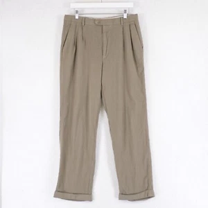 Zanella Nordstrom Bennett Tan Tweed Wool Herringbone Mid Rise Dress Pants 34/29 - Picture 1 of 8
