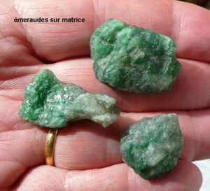 Emeraudes avec matrice, lot de 23 g, 3 pierres d'Afghanistan, collection - Photo 1/5