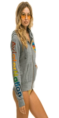 Aviator Nation Heathered Gray It's About The Music Hoodie Women's Size Medium - Image 1 of 4
