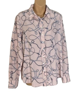 The Shirt by Rochelle Behrens Top Womens Button Up Signature Blouse Size L - Picture 1 of 8