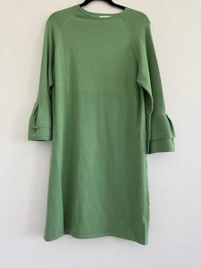 Roolee Womens M Green solid midi Dress butterfly sleeve viscose - Picture 1 of 11
