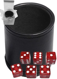 (6) 16 mm Transparent Rot Würfel + PU Leder Schwarz Filz Gefüttert Tasse Geschenk Verpackt - Bild 1 von 5