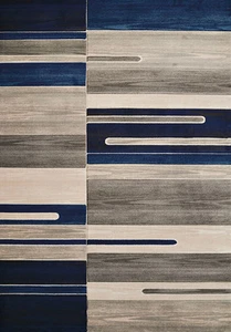 Blue Shaded Blocks Cubes Banded Geometric Door Mat 702 33561 - Aprx 1' 10" x 3' - Picture 1 of 1