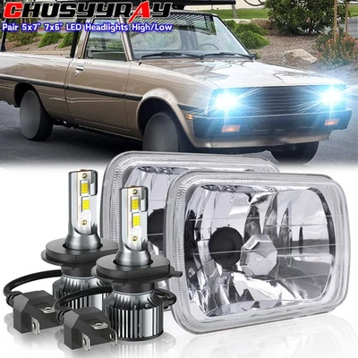 Par de faros LED de haz alto bajo de 5x7 7x6 pulgadas para Nissan Mitsubishi Mighty Max A Foto 1 de 4