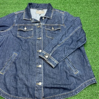 Chaqueta vaquera elástica Torrid talla grande 1 lavado a la piedra oscuro calce clásico Foto 1 de 4