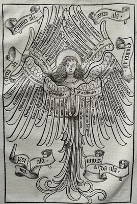 Seraph Original Incunable Woodcut Bonaventura Opuscula Strasbourg Husner - 1495 - Image 1 of 4