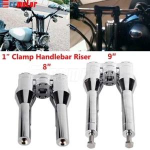 Chrome 8" 9" Motorcycle Handlebar Riser for Harley Davidson 1" Bar Clamp Mount - Imagen 1 de 9