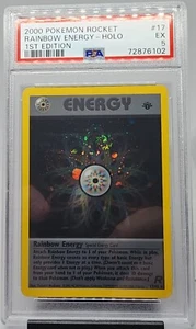 2000 Pokemon first edition Holo Rainbow Energy SWIRL Team Rocket 17/82 PSA 5  - Picture 1 of 3