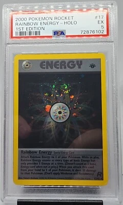 2000 Pokemon first edition Holo Rainbow Energy SWIRL Team Rocket 17/82 PSA 5  - Image 1 of 3