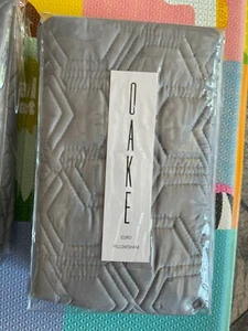 Oake Hexagon Geometric Quilted Cotton Euro Pillow Sham Grey NWT - Picture 1 of 4