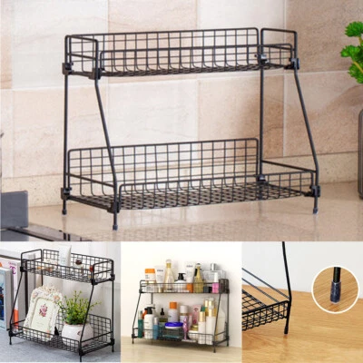 Spice Rack 2 Tier Herb Jar Free Standing Kitchen Storage Organiser Shelf Holder - Image 1 of 4