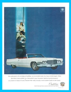 1969 GM Cadillac DeVille Convertible PRINT AD white car automobile boating - Picture 1 of 3