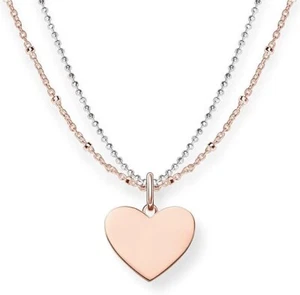 Sterling Silver And Rose Gold Heart Charms Necklace Thomas Sabo - Picture 1 of 5