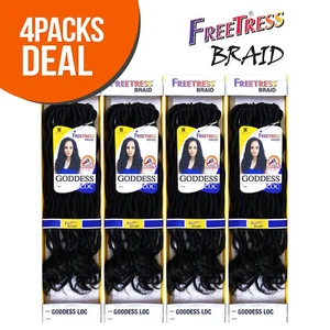 *MULTI-PACK* GODDESS LOC 14" - FREETRESS SYNTHETIC CROCHET PRE-LOOPED BRAID - Picture 1 of 21
