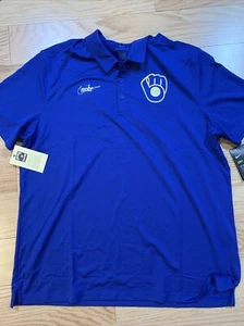Nike Milwaukee Brewers Cooperstown Collection Logo Franchise polo Sz M NKNE MLB - Picture 1 of 6