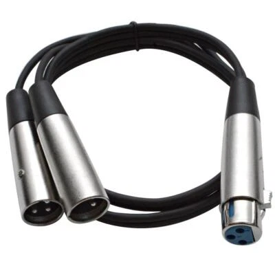 3 Foot 1 XLR Female to 2 XLR Male Splitter Patch Cable Pro Audio DJ Cord - Image 1 of 3