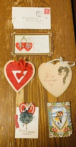 Lot of 5 Antique Valentines cards Postcards early 1900's #AM - Picture 1 of 8