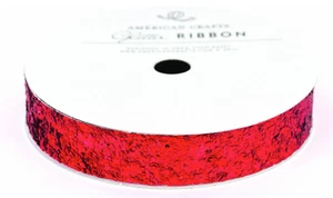 American Crafts Glitter Rouge Ribbon,Solid Red,5/8" x 3yds - Picture 1 of 1