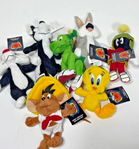 Vintage Looney Tunes Mini Plush Bean Bag Warner Bros 1999 Set of 7 New with tag - Picture 1 of 6